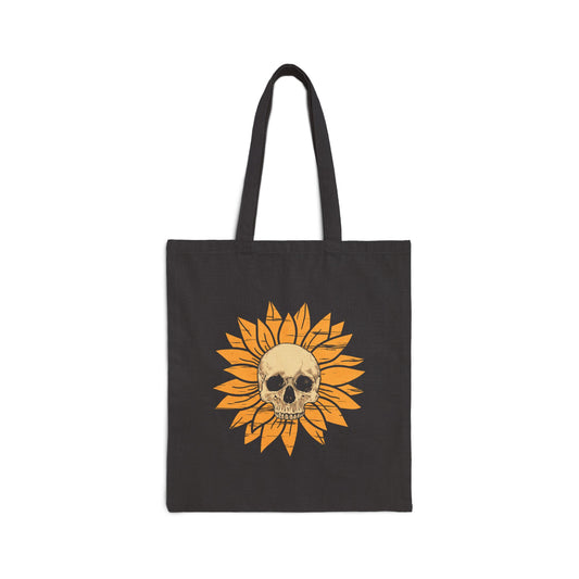 Sunflower Skull Canvas Tote Bag