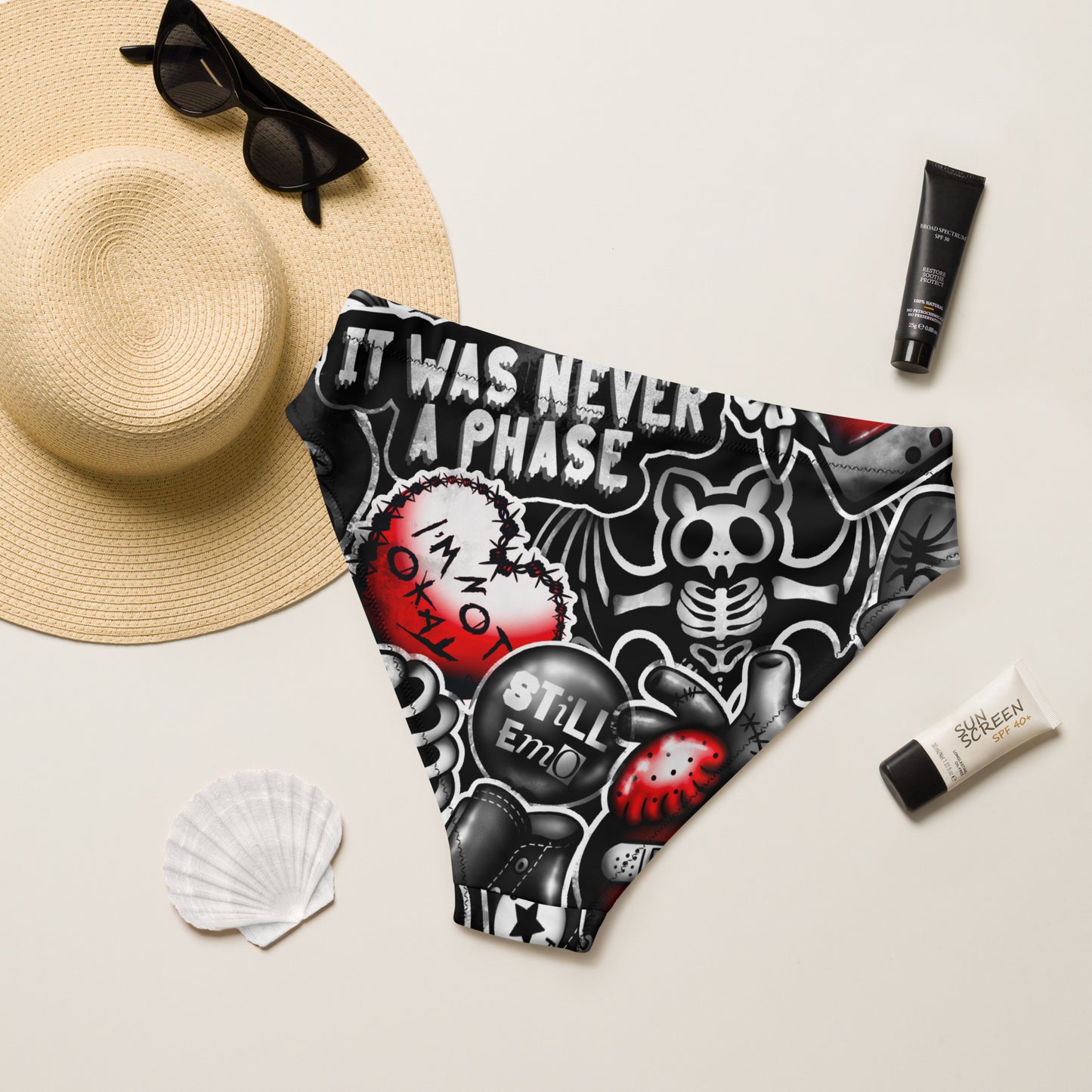 Emo high-waisted bikini bottom