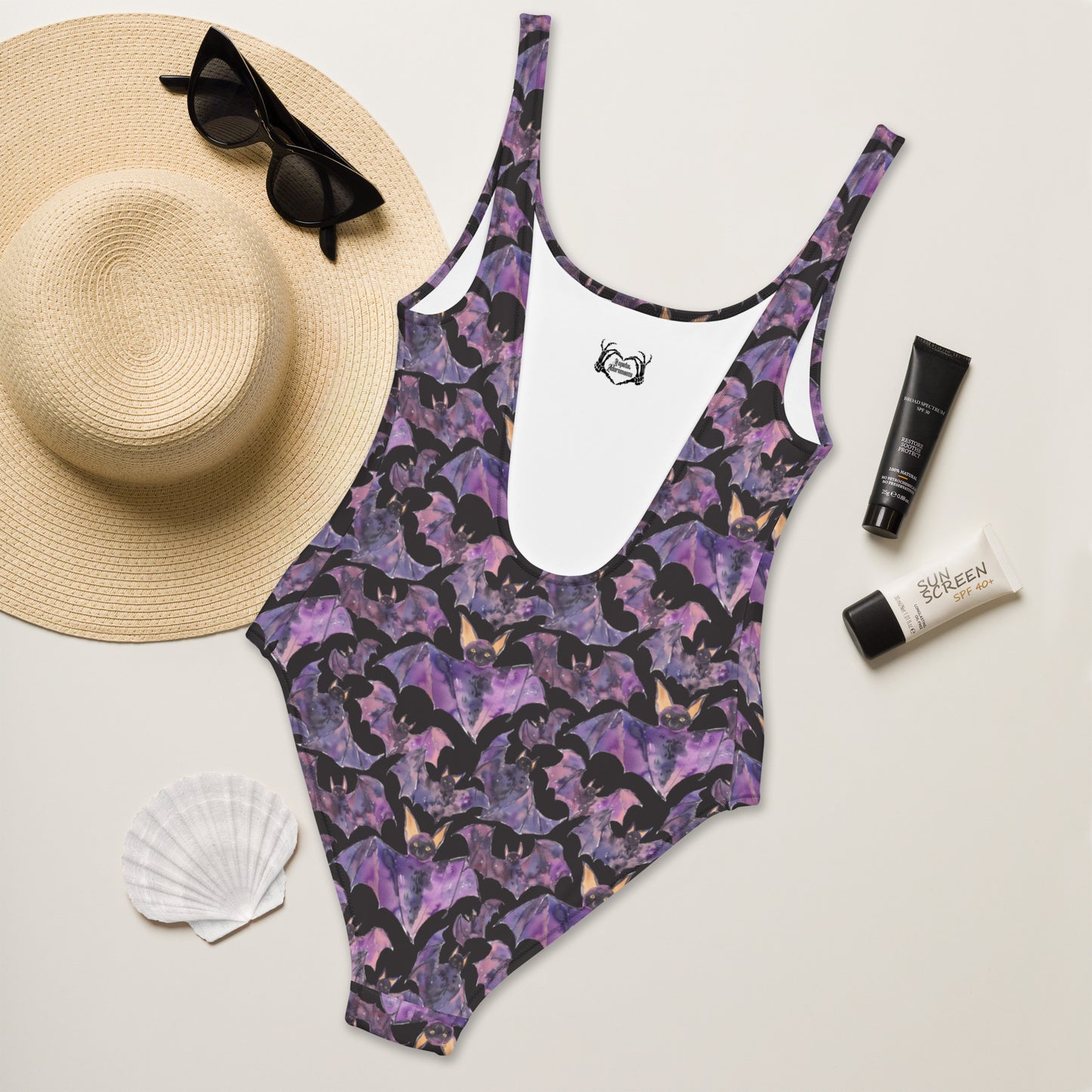 Purple Bats One-Piece Swimsuit