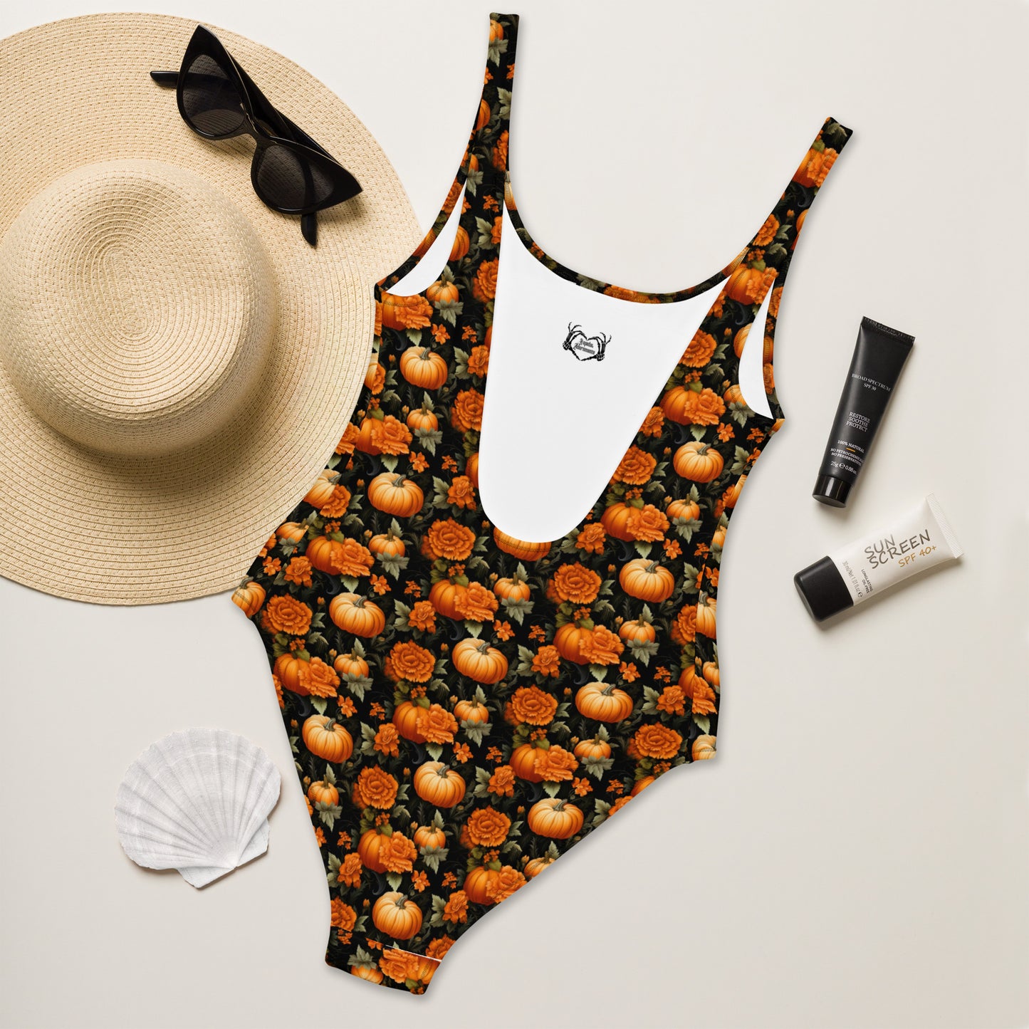 Pumpkin Flowers One-Piece Swimsuit