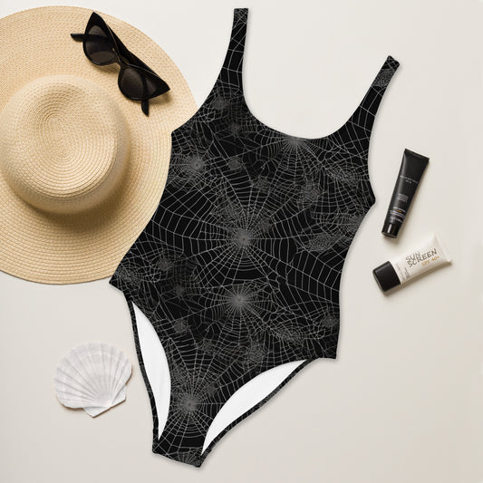 Black Spiderweb One-Piece Swimsuit