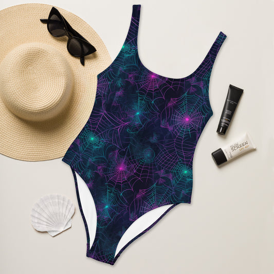 Neon Spiderweb One-Piece Swimsuit