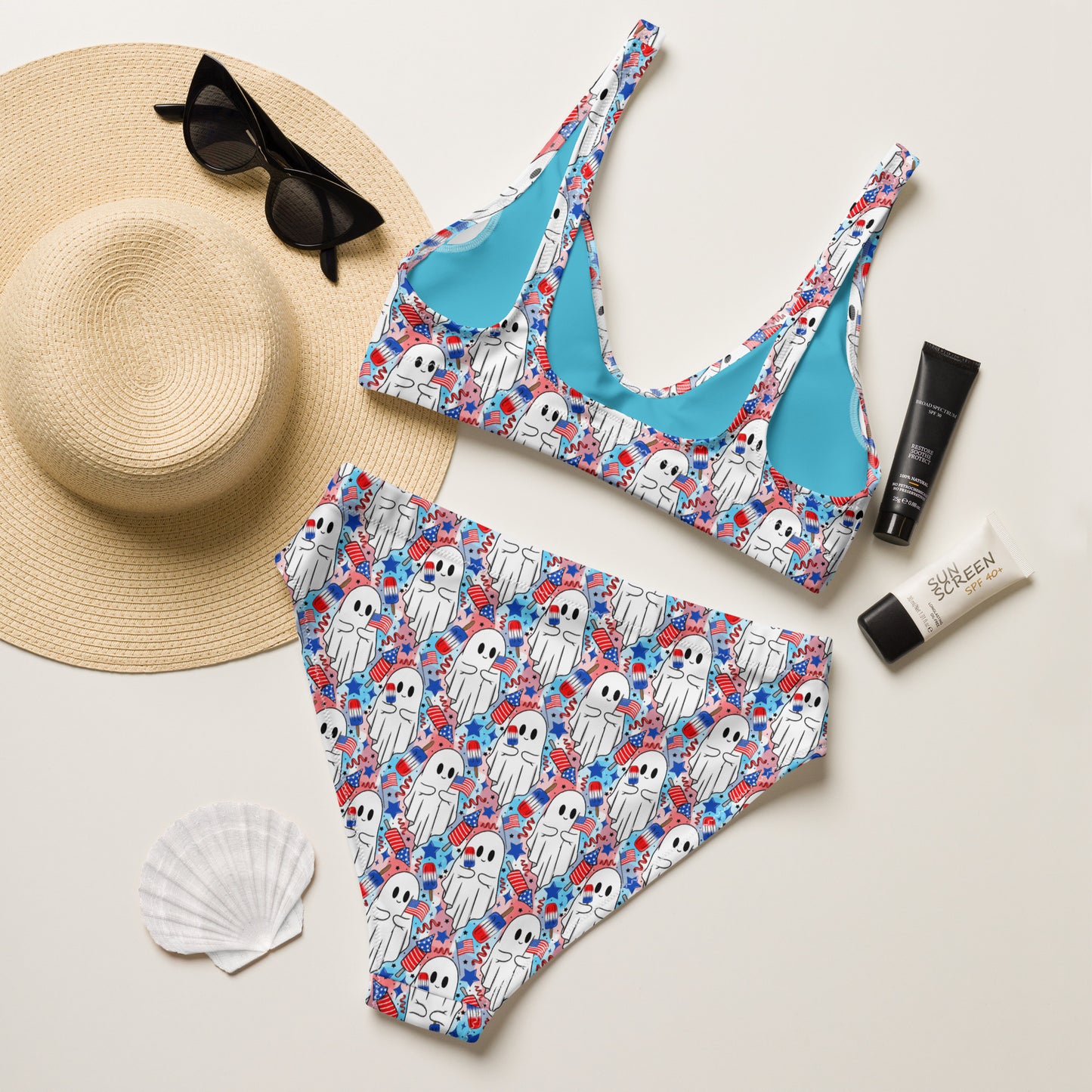 Patriotic Ghosts high-waisted bikini