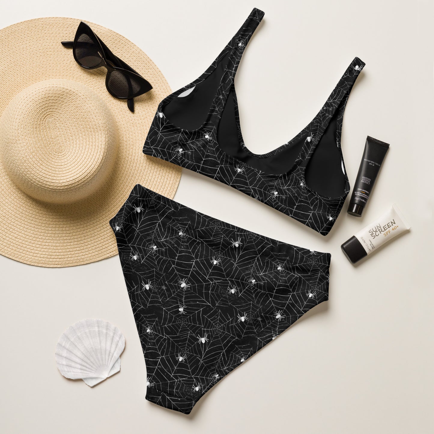 Spiders and Webs high-waisted bikini