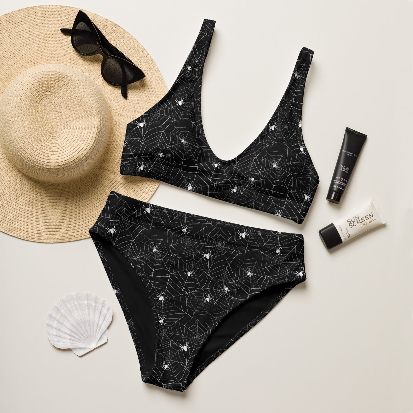 Spiders and Webs high-waisted bikini