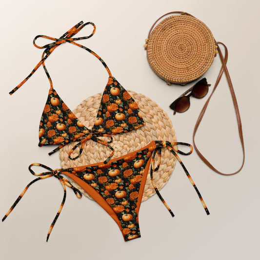 Pumpkin Flower string bikini