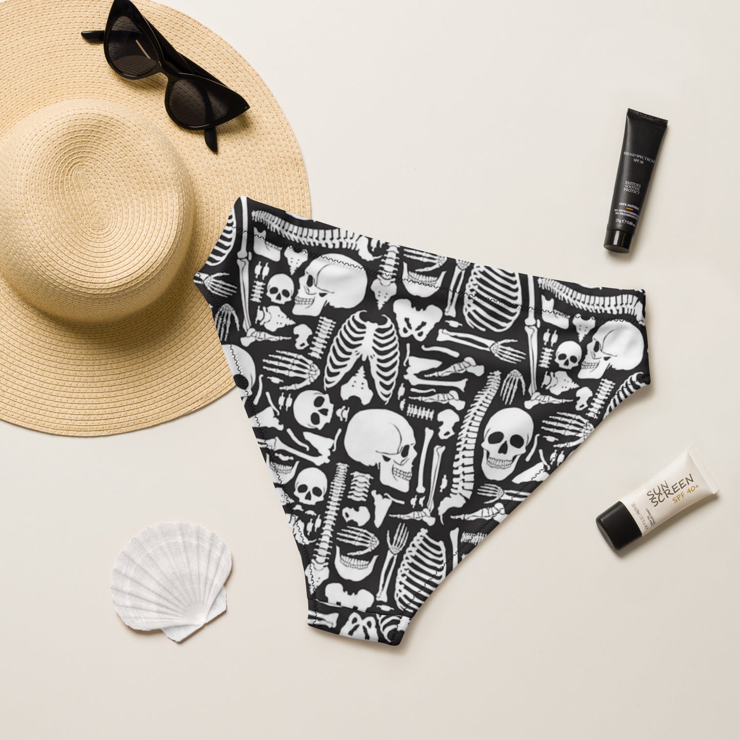 Skeleton and Bones high-waisted bikini bottom