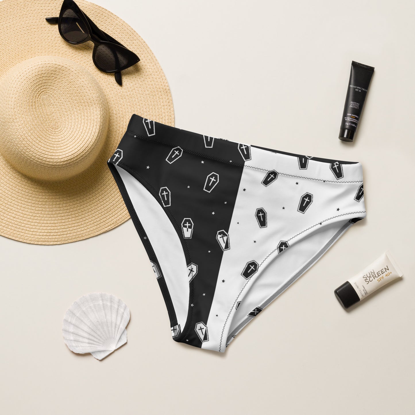 Coffin high-waisted bikini bottom