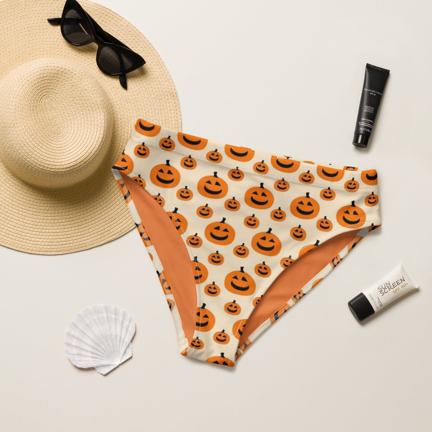 Jack-O-Lantern high-waisted bikini bottom