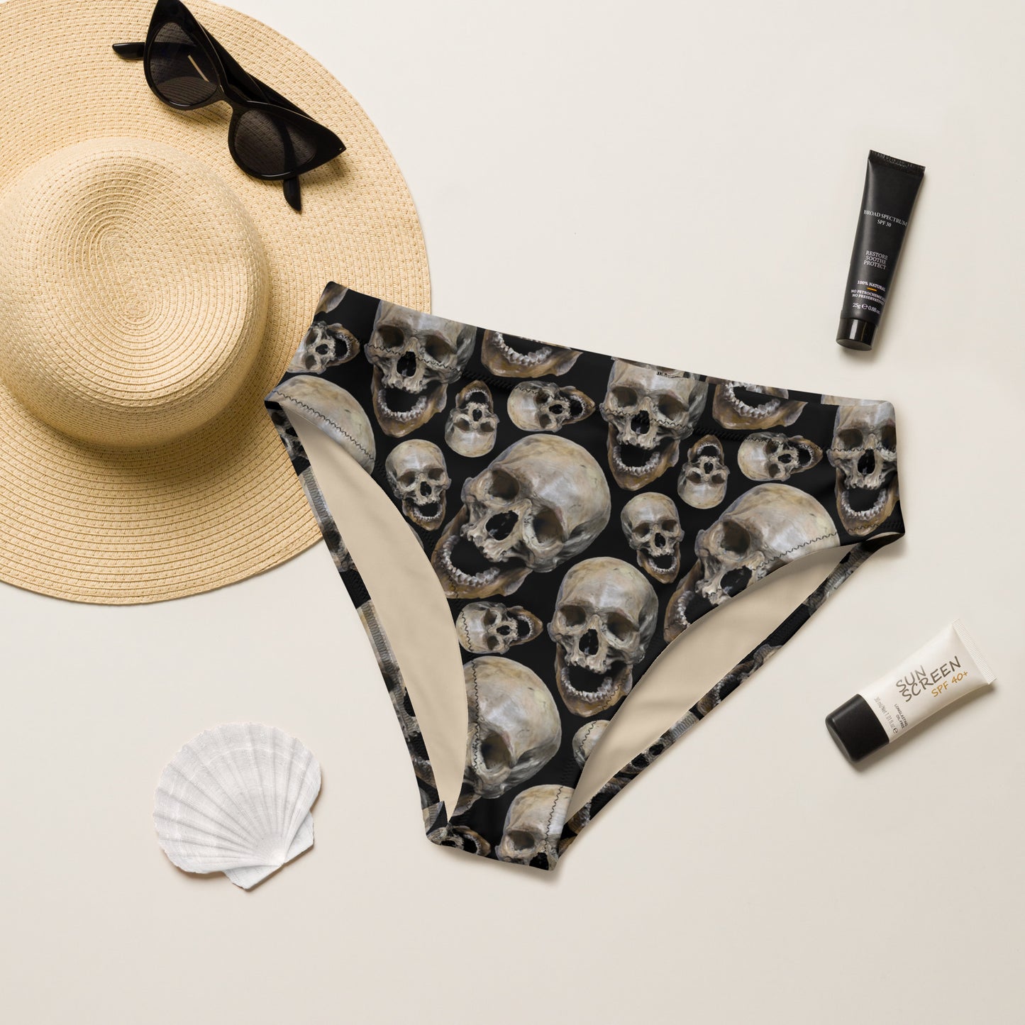 Skull high-waisted bikini bottom