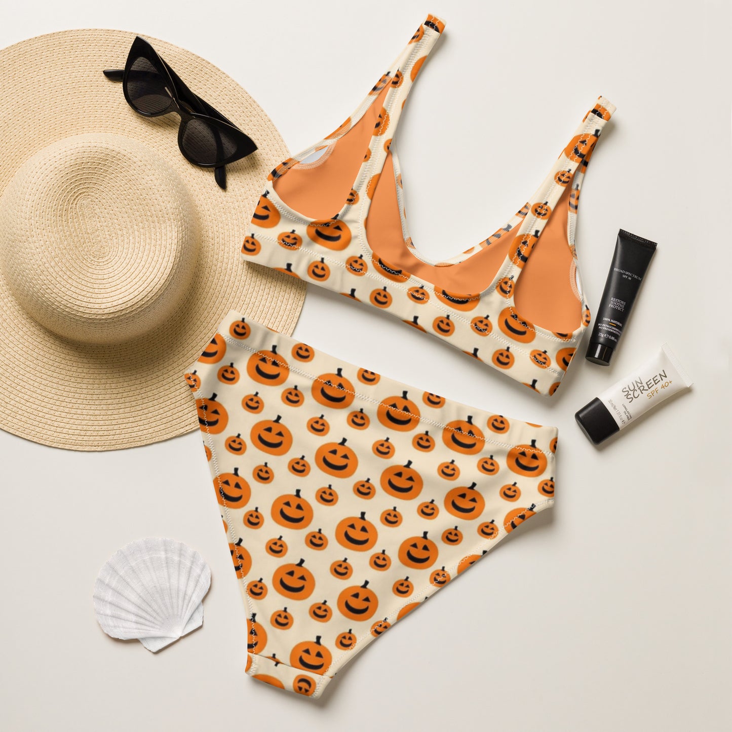 Jack-O-Lantern high-waisted bikini