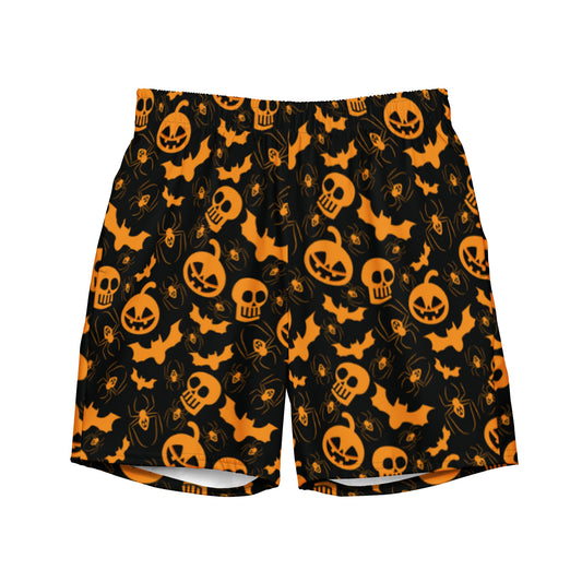 Jack-O-Lantern and Bat Pattern swim trunks